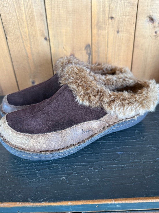 boc Shoes - BOC Born Concept Slip-on Faux Fur Lined Suede Leather Slipper Brown 6